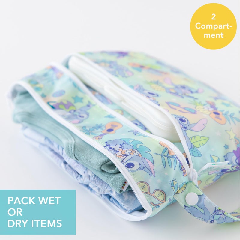 Bumkins Disney Waterproof Wet Dry Clutch Bag for Baby, Travel, Swim Suit, Cloth Diapers, Pump Parts, Pool, Gym Clothes, Toiletry, Strap to Stroller, Daycare, Zip Reusable Bag, Packing Pouch, Stitch - Image 2